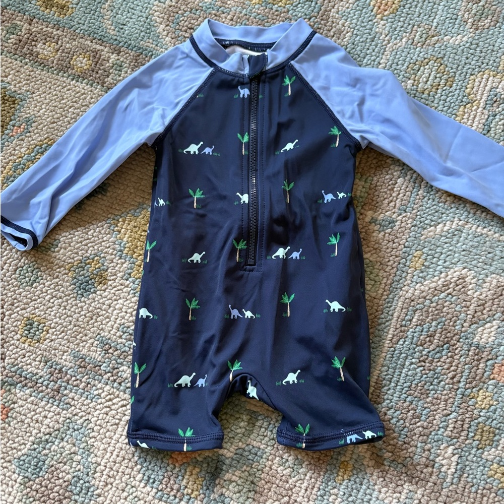 Janie and Jack Navy Dinosaur Rashguard
